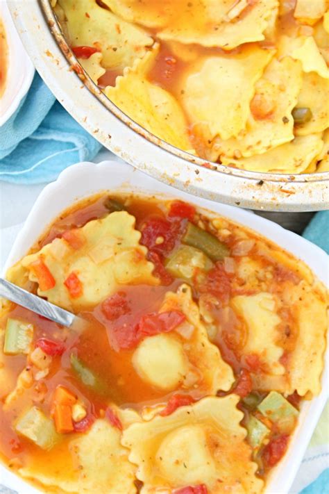 It is easy and fast to prepare and you can add almost any vegetable of your choice to increase the size. Ravioli Soup With Vegetables, Canned Tomatoes And Chicken ...