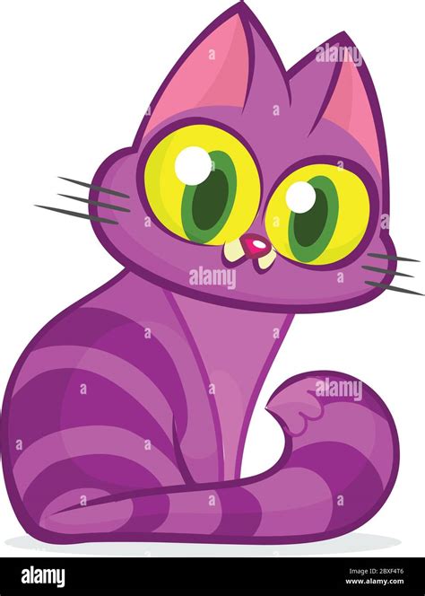 Cartoon Pretty Purple Fat Cat Fat Striped Cat Illustration Isolated Stock Vector Image And Art