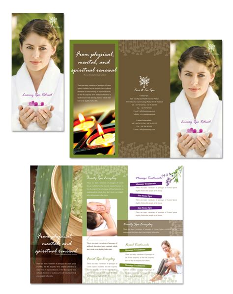 natural day spa and massage tri fold brochure template