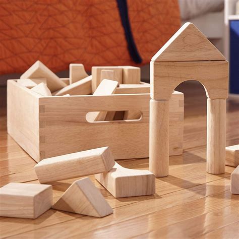 Kids Wooden Building Block Set Wood Castle Blocks Kit Etsy