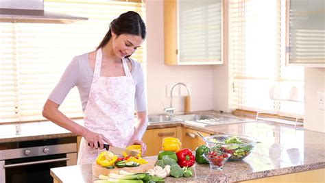 Woman Cooking With Electronic Pad Stock Footage Video ...