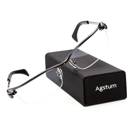 agstum pure titanium half rimless optical business glasses frame clear lens clothing men s clothing