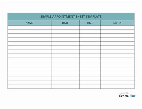 Simple Appointment Sheet Template In Pdf Basic