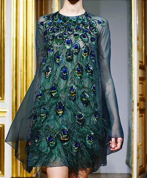 Dark Emerald Dress With Peacock Inspired Embroidery Yaninacouture