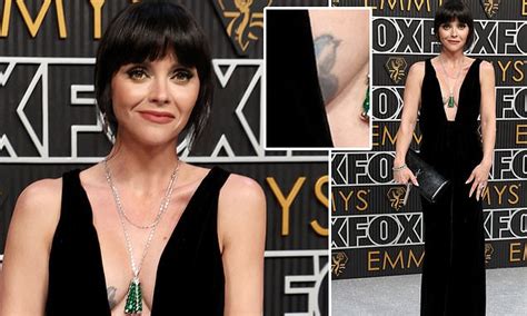 Christina Ricci Gives Peek Of Breast Tattoo In Plunging Black Velvet