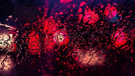 Hd Wallpaper Rain Glass Drops Droplets Red Bokeh Light Raindrops
