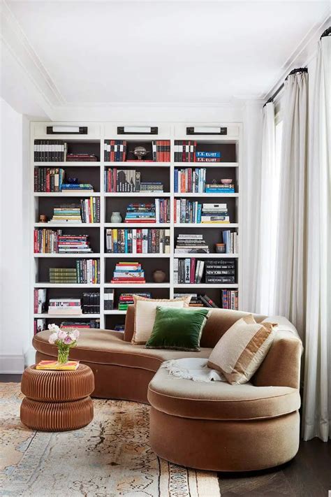 Shop A Cozy Library Living Room Corner With Built In Shelves