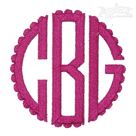 Scallop Circle Monogram Large Embroidery Font Apex Embroidery Designs
