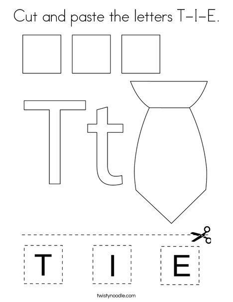 Cut And Paste The Letters T I E Coloring Page Twisty Noodle Holiday