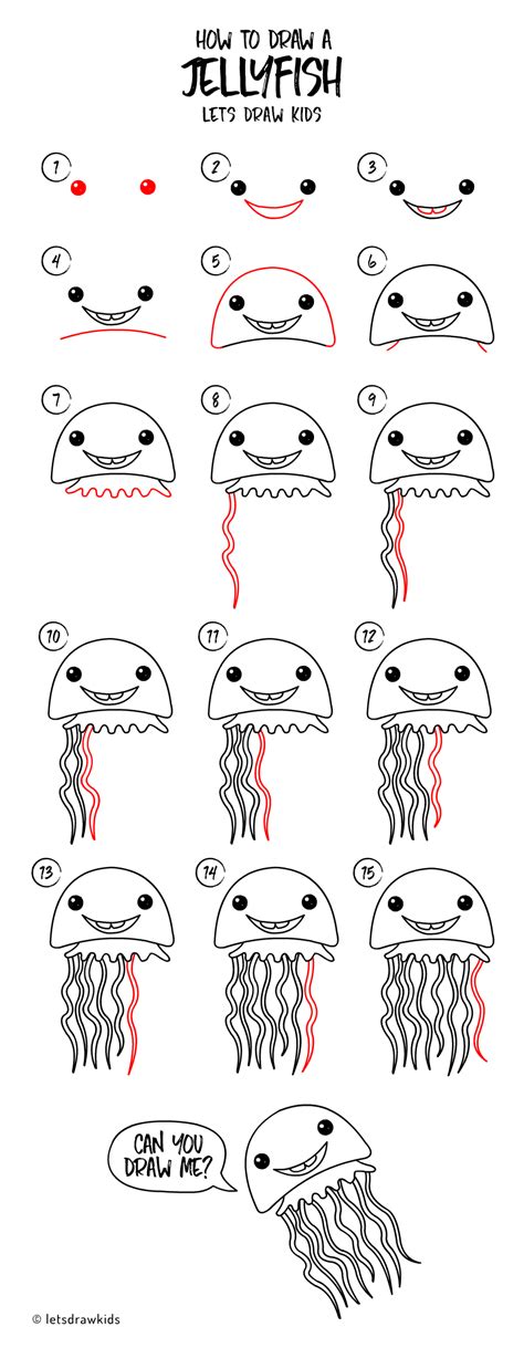 Finish the drawing worksheet for kids. How to draw a Jellyfish. Easy drawing, step by step ...