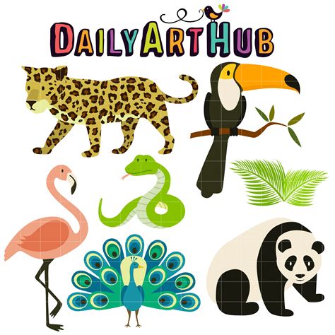 Tropical Rainforest Animals Clip Art Set Daily Art Hub Free Clip