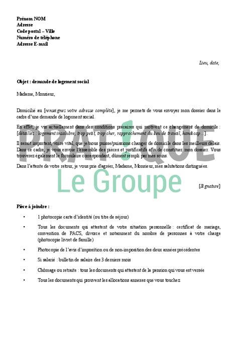 Application Letter Sample Modele De Lettre De Demande Logement Social