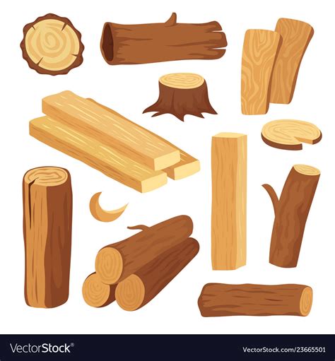 Cartoon timber wood log and trunk stump and Vector Image