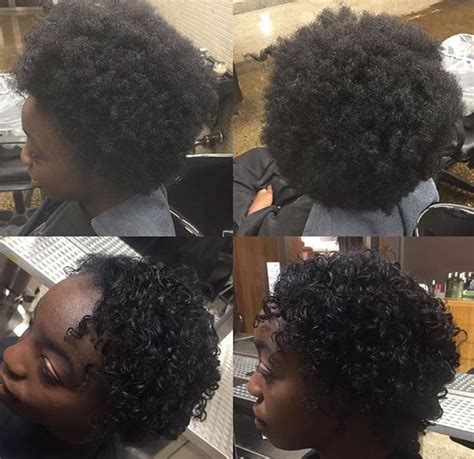 Hair texture softener can be described as a mild relaxer that is aimed at loosening kinks and curls in hair when it is difficult to manage. Reformation curl Before (top) After (bottom) | Permed ...