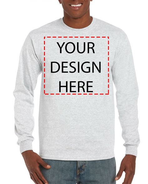 Custom Personalized Long Sleeve T Shirt Your Design Printed Front Or Back