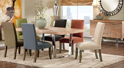 Includes 8 side chairs with blue fabric and black metal legs. Affordable Dining Room Furniture Sets For Sale. Wide ...