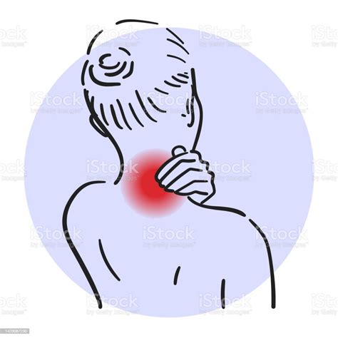 Pain In The Neck Person Touching Neck Stock Illustration Download