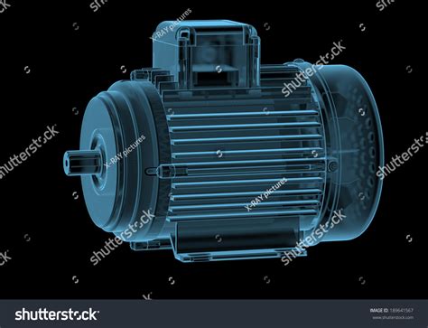 Electric Motor Internals Xray Blue Transparent Stock Illustration