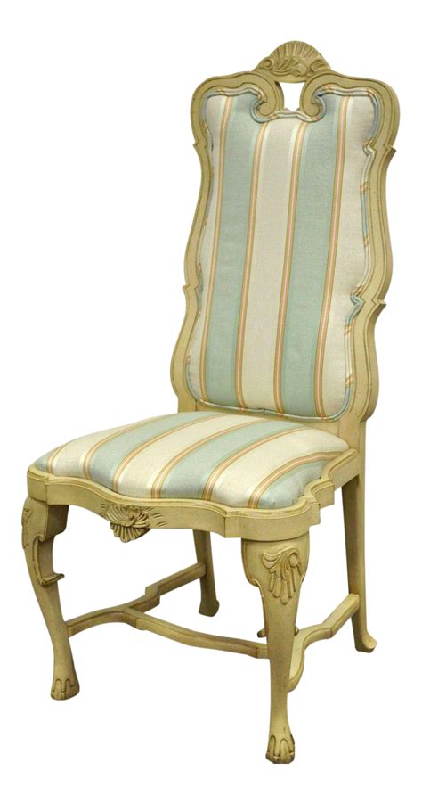 Vintage Swedish Rococo French Style Shell Carved Cream Painted Side Accent Chair | Rococo chair ...