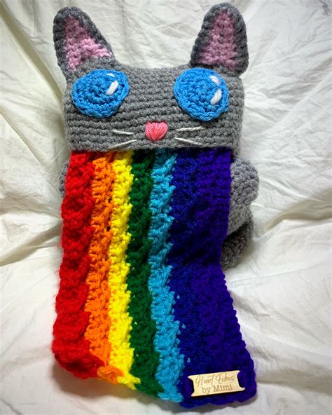 Kitty Cat Rainbow Barf Scarf Nyan Cat Inspired Pride Cat Etsy