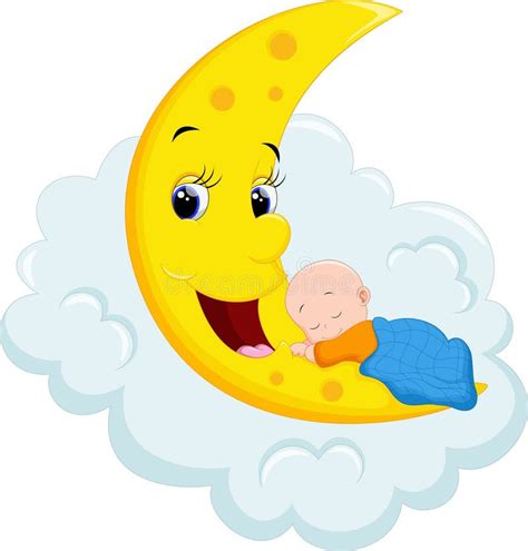 Baby Sleeping On Moon Stock Illustration Illustration Of Glow 55648209