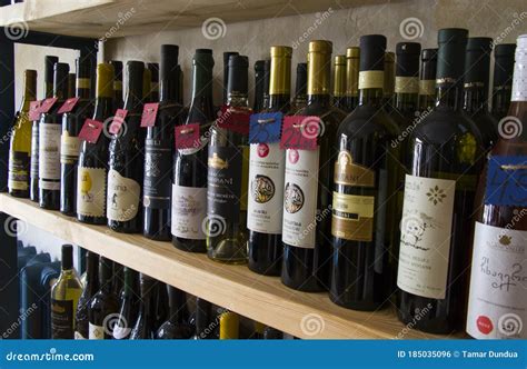 Store Shop Full Shelf With Wine Bottle Editorial Photo Image Of