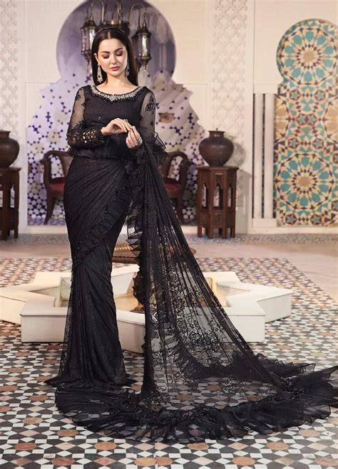Maria B Embroidered Chiffon Unstitched Saree Mb22c D6 Luxury Collection
