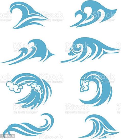 Crashing Waves Set Stock Illustration Download Image Now Abstract