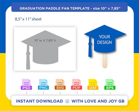 Graduation Paddle Fan Template Svg Png Dxf Eps Canva Etsy