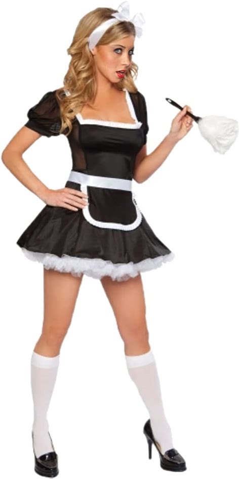 Koolee French Maid Outfit Womens Sexy Halloween Fancy French Maids Costume For Adult Black