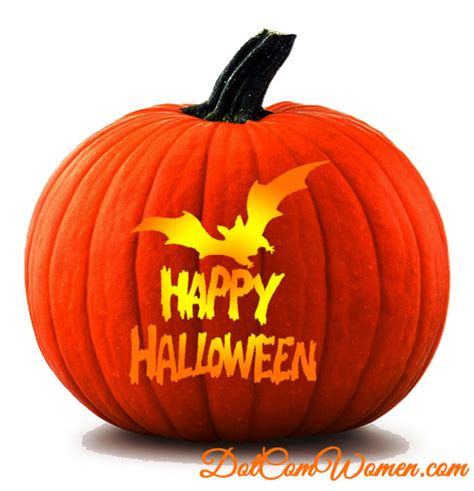 Bat And Happy Halloween Pumpkin Carving Stencil Dot Com Women