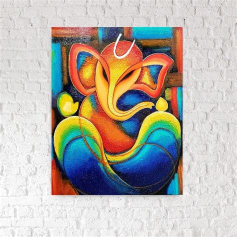 Abstract Ganesha Painting Modern Ganesha On Canvas Indian Etsy