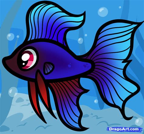 How To Draw A Betta For Kids Betta Fish Step By Step