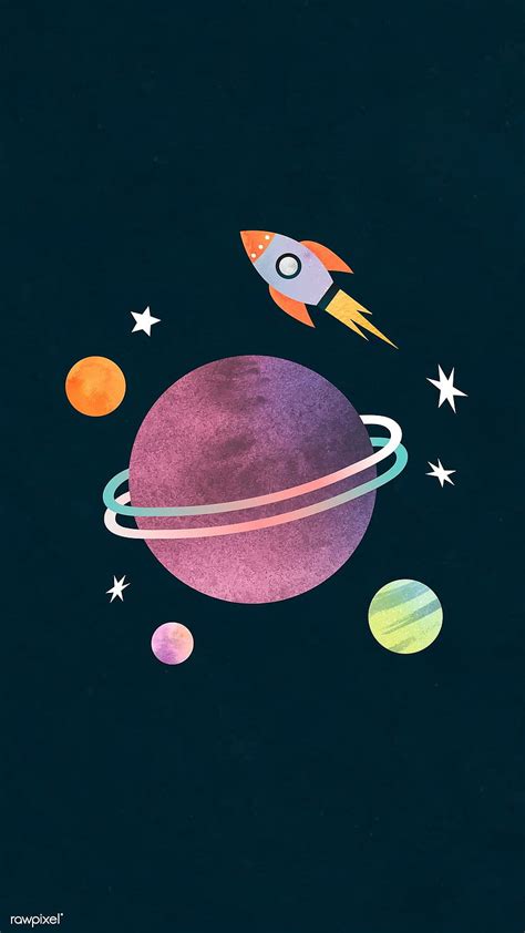 Premium Vector Of Colorful Galaxy Watercolor Doodle With A Rocket