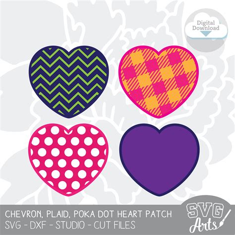 Heart SVG, Plaid Heart, Chevron Heart, Poka Dot Heart, Heart Bundle SVG, Patch, Monogram Frame 