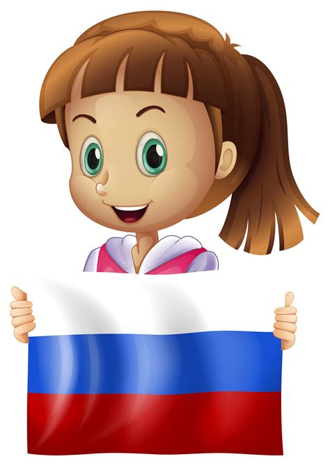 Cute Girl And Flag Of Russia 375383 Vector Art At Vecteezy