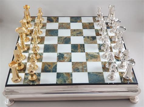 1970s Solid Silver Gilt And Marble Chess Set For Sale At 1stdibs