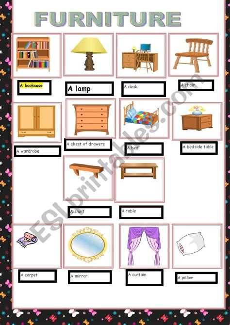 Furniture Pictionary Esl Worksheet By Youssif 2010