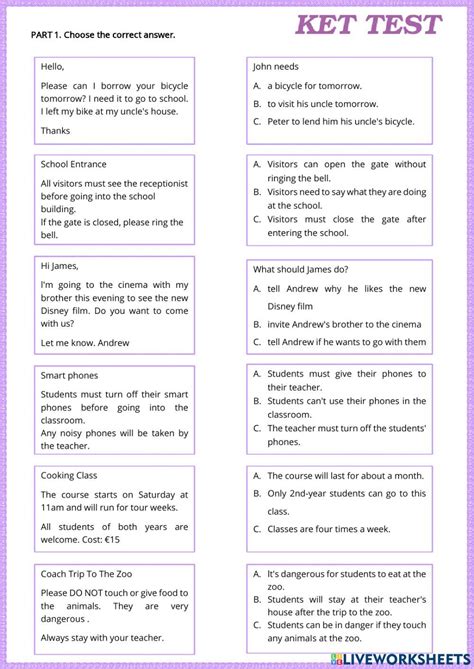 Ket Interactive Worksheet For A2ket You Can Do The Exercises Online