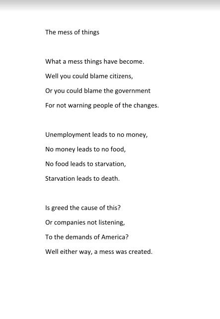 Poem - the great depression