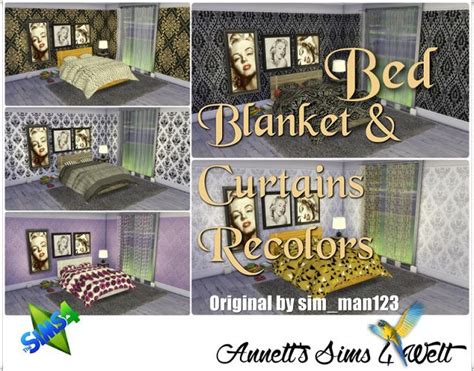 The Best Bed Blanket And Curtains Recolors By Annett85 The Sims Sims