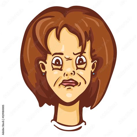Vector Cartoon Female Character Emotion Confused Woman Stock Vector Adobe Stock