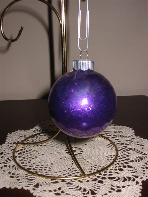 3 50 Tree Ornament Round Glass With Purple Glitter Purple Glitter Ornaments Tree Ornaments