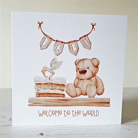 Personalised New Baby Teddy Bear Card Voshie