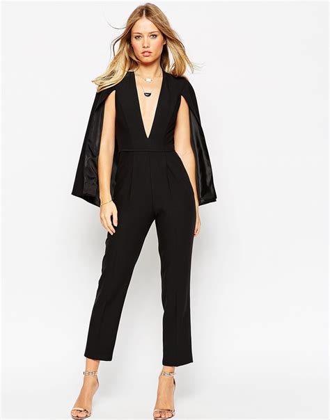 Lyst Asos Jumpsuit With Cape Detail In Black