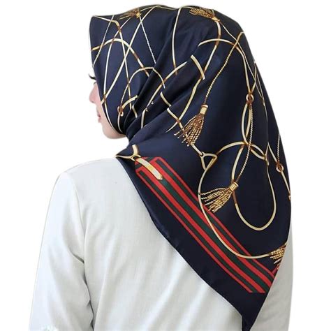 Biziborong Muslimah Bawal Satin Printed Hijab Silk Tudung Scarf Ra18