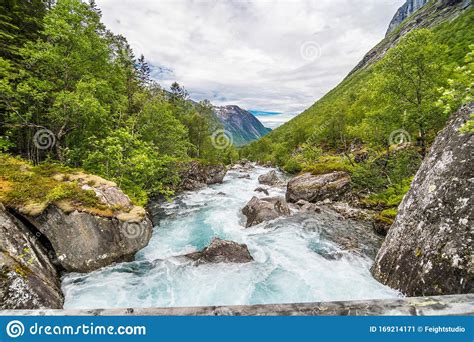 Beautiful Mountain River Near Trollstigen In Norway Scandinavia Stock