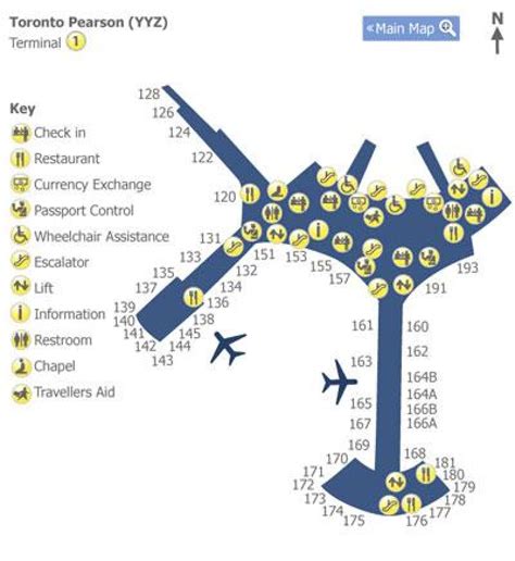 Toronto Pearson Airport Terminal 1 Map Map Of Toronto Pearson Airport