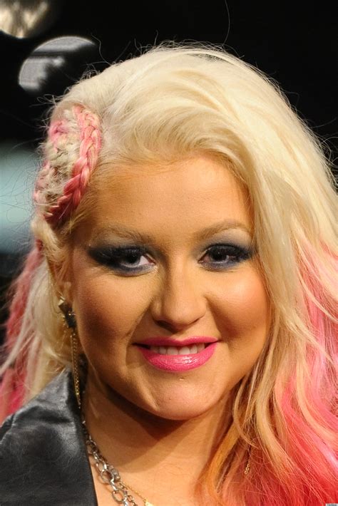 Christina Aguilera Sports Bright Pink Braided Hairstyle