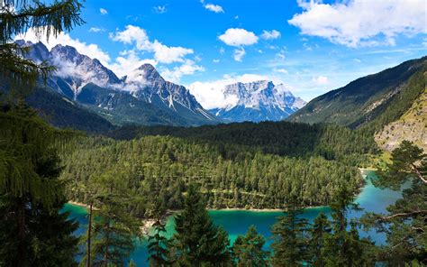 Nature Landscape Alps Mountain Forest Lake Turquoise Water